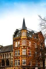 Beautiful street view of Traditional old buildings in Aachen, Germany, Europe