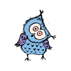 Cute owl,hand drawn mascot