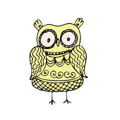Cute owl,hand drawn mascot