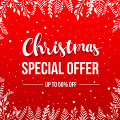 Fototapeta na wymiar Christmas Special Offer 50% Off Label