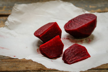 beets are cut into pieces