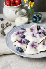 Dumplings with blueberries.