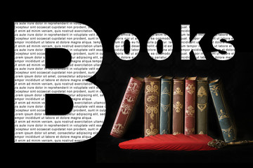 Palabra con efectos que detalla los libros que contiene la imagen.