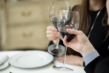 Couple toasting wineglasses