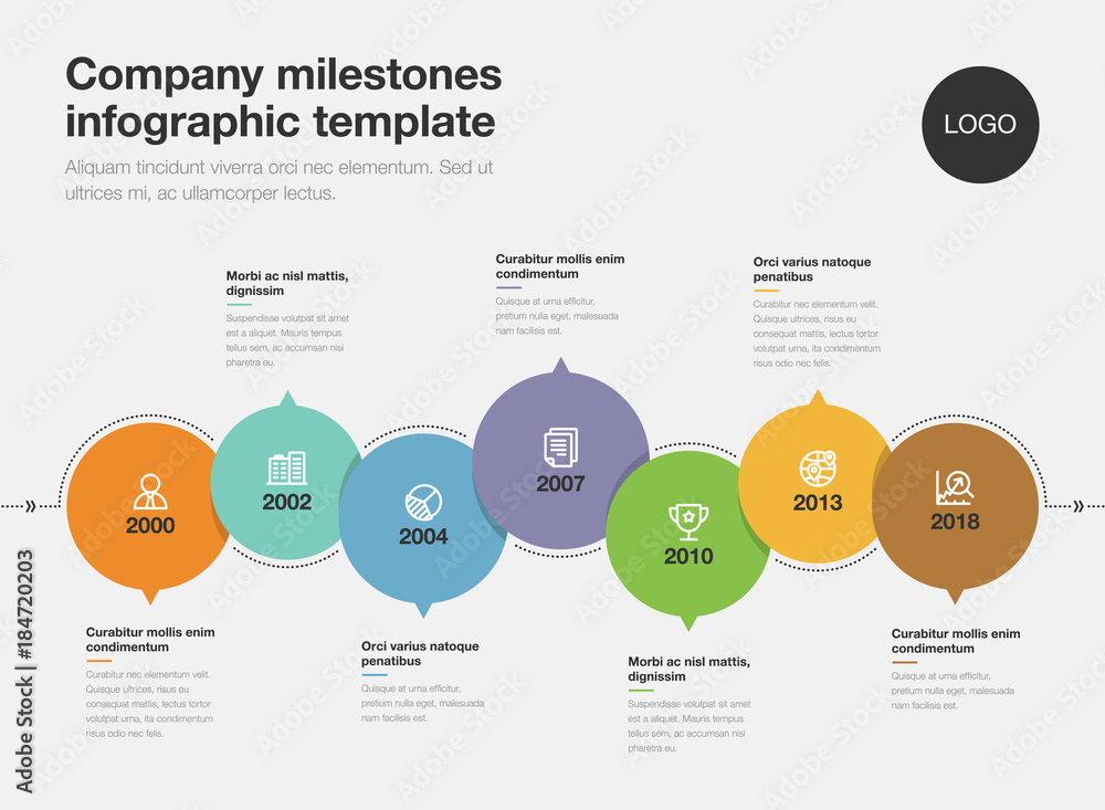 Leinwandbilder vector infographic for company milestones timeline template isolated on light background. easy to us