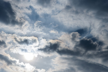 Dark sky and big black cloudy before heavy rain and stormy.