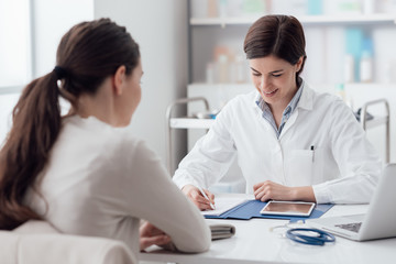 Doctor giving a prescription