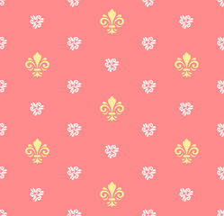 Seamless pattern. Modern geometric ornament with royal lilies. Classic vintage background