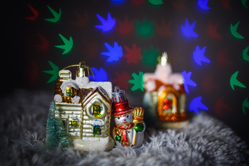 toy houses and a snowman