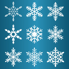 Obraz na płótnie Canvas Snowflakes winter season vector christmas snow holiday cold ice flake symbol illustration