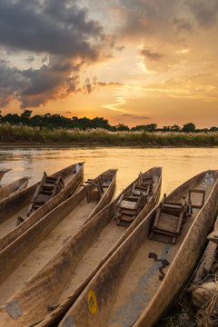 Sunset over the Rapti river in Sauraha.