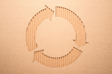 Recycle sign on a corrugated cardboard 