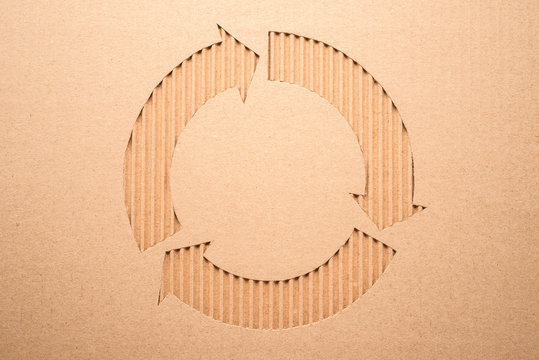  Recycle Sign On A Corrugated Cardboard 