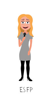 moderator woman vector represents ESFP personality from MBTI typology
