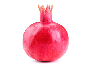 pomegranate with slice and leaf isolated white background