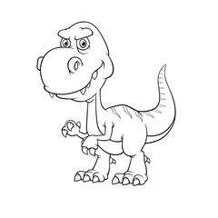 Vector illustration of Dinosaurs cartoon, Isolated on white background. Coloring book.