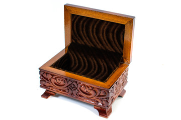 wooden box with carved handmade patterns