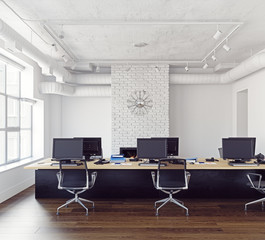 Modern loft office interior.