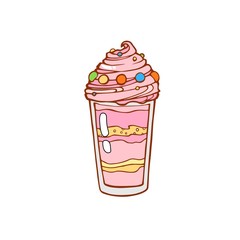 Template for design with hand drawn illustration of different ice cream and place for your text. Illustrated cartoon background with sample text