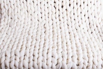 white plaid big knit. texture pigtail knitted blanket