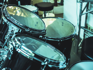 Fototapeta na wymiar Closeup of drum set drummer equipment.