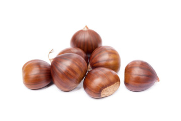 Chestnuts isolated on white background