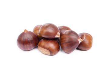 Chestnuts isolated on white background