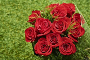 Detail of Red Roses Bouquet