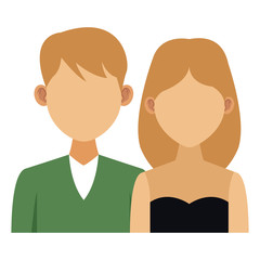 Elegant couple avatar cartoon