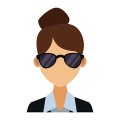 Young fashion woman with sunglasses cartoon