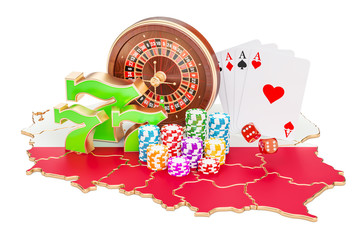 Casino and gambling industry in Poland concept, 3D rendering