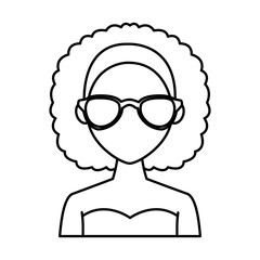 Young fashion woman with sunglasses cartoon