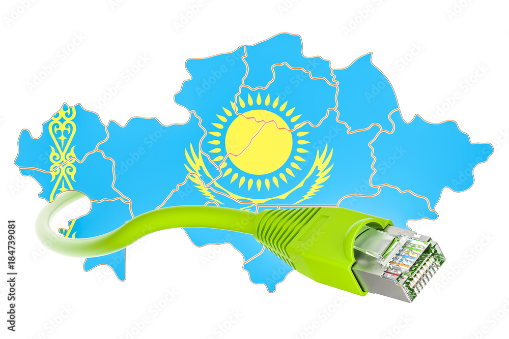 Poster internet connection in kazakhstan concept. 3d rendering