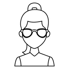 Young fashion woman with sunglasses cartoon
