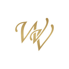 Initial letter WV, overlapping elegant monogram logo, luxury golden color