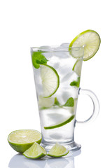 Mojito cocktail isolation on a white. Long dring.