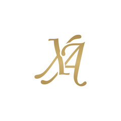 Initial letter XA, overlapping elegant monogram logo, luxury golden color