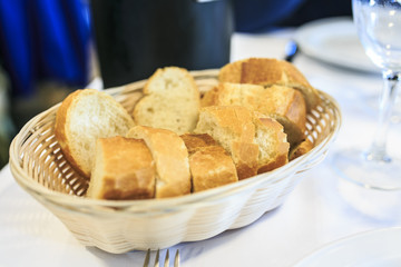 Bread slices in a restaurant