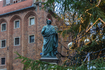 Torun, Poland; The Nicolaus Copernicus Monument in the home town of astronomer, erected in 1853.