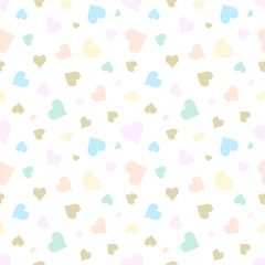 Vector seamless  background with pastel color retro heart.