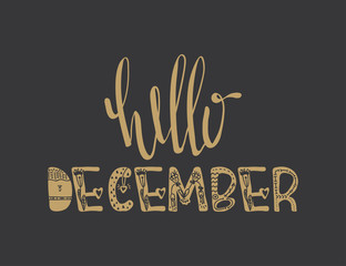 Poster with Hello december quote isolated.