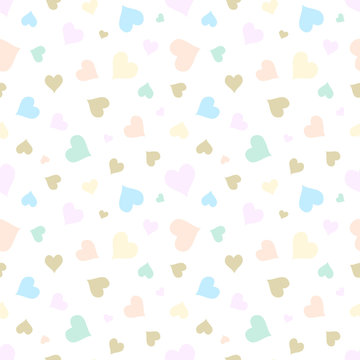 Vector seamless  background with pastel color retro heart.