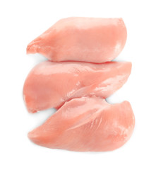 Raw chicken fillet on white background