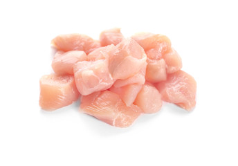 Cut chicken fillet on white background