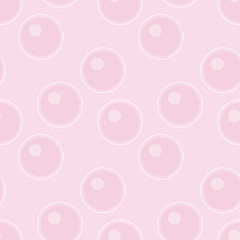 Seamless pattern with pink transparent soap or water bubbles. Vector wallpaper with fizzy sparkles in sea, aquarium, ocean. Effervescent drink background