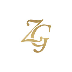 Initial letter ZG, overlapping elegant monogram logo, luxury golden color