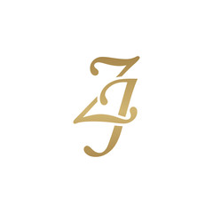Initial letter ZJ, overlapping elegant monogram logo, luxury golden color