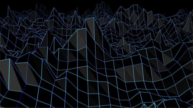retro wireframe terrain loop