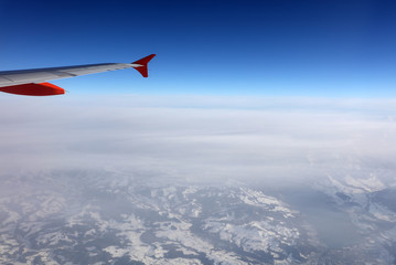 Fototapeta na wymiar Aerial view of the Swiss alps from plane