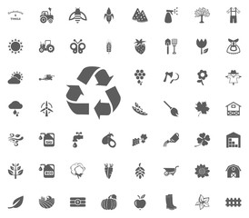 Recycling icon. Gardening and tools vector icons set